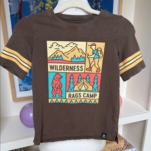 Rags - Kids Retro Short Sleeve Wilderness Camp Adventure T-Shirt - Size: 3/4